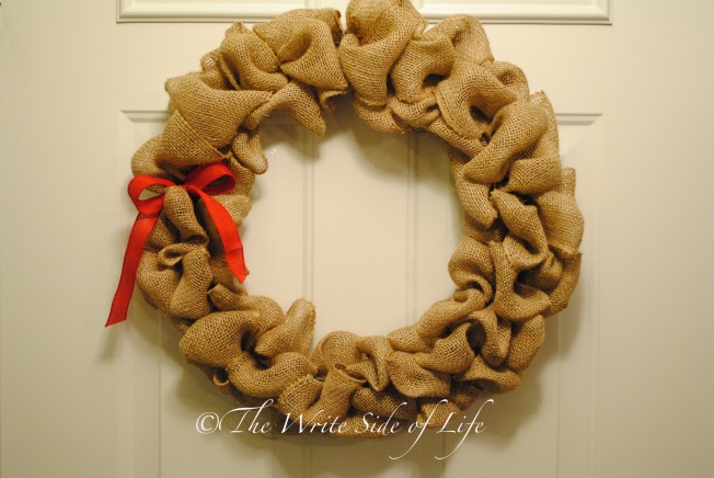 Burlap Wreath with Red Bow by The Write Side of Life